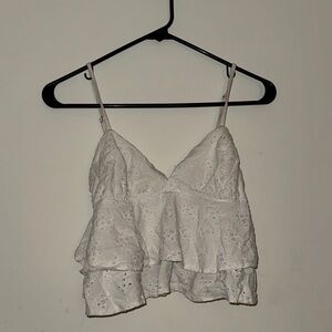 White Eyelet Ruffle Women's Top